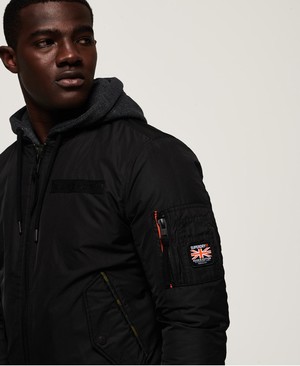 Superdry Rookie Flight Bomber Férfi Kabát Fekete | CBJLS0819